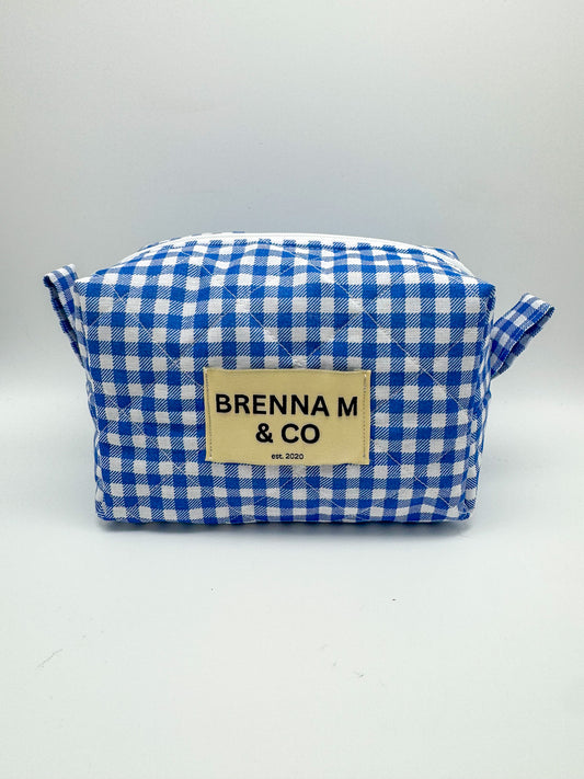 Blue Gingham Quilted Pouch