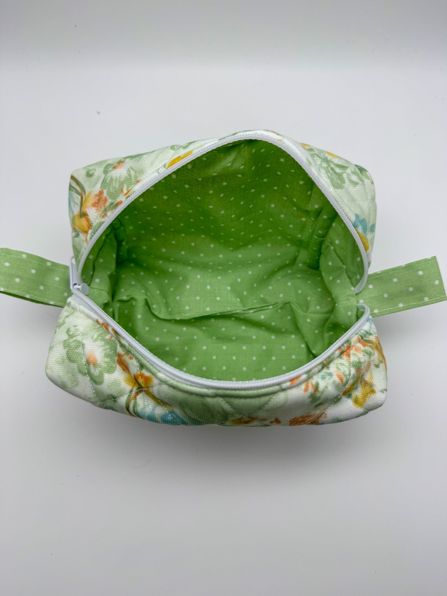 Green Floral Quilted Pouch