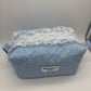 Blue White Dot Quilted Makeup Bag