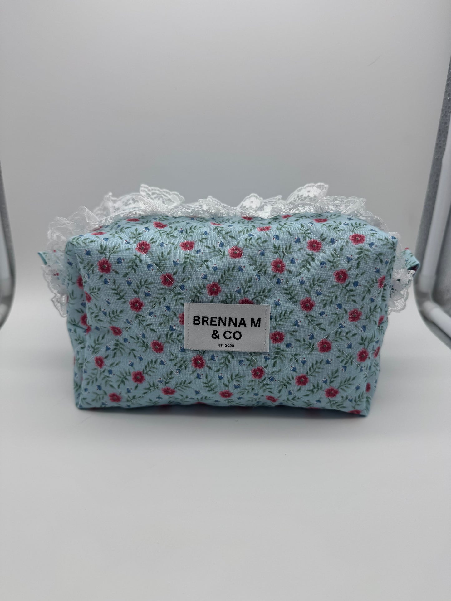 Rosey Meadow Quilted Makeup Bag