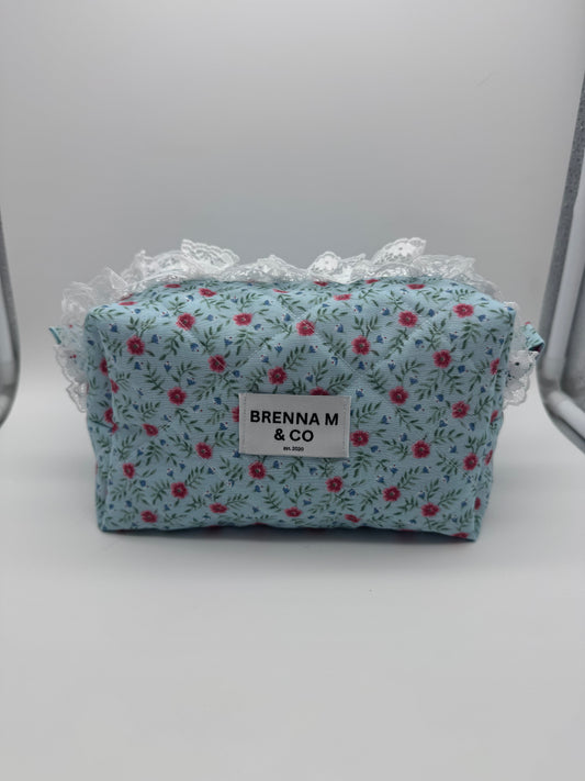 Rosey Meadow Quilted Makeup Bag