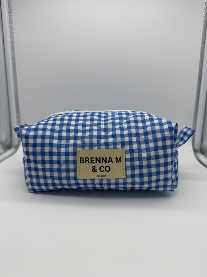 Blue Gingham Quilted Pouch