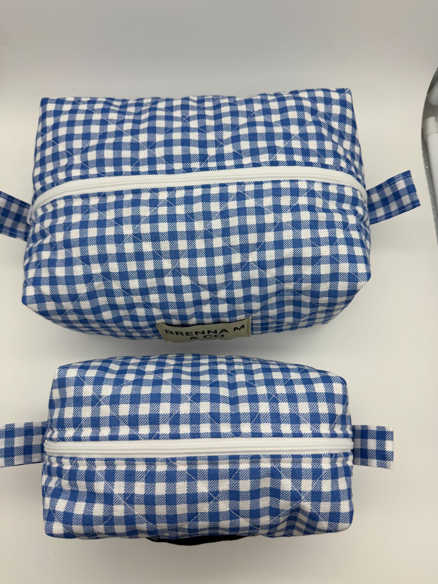 Blue Gingham Quilted Pouch