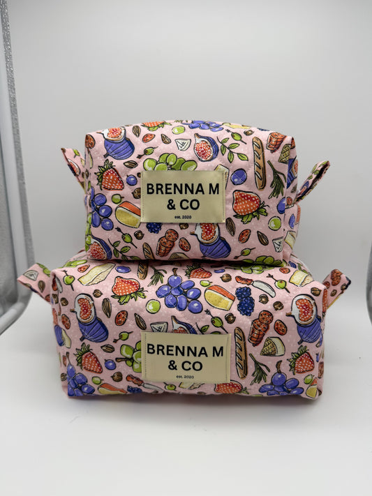 Charcuterie Board Quilted Makeup Bag