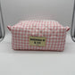 Pink Gingham Quilted Pouch