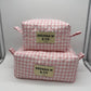 Pink Gingham Quilted Pouch