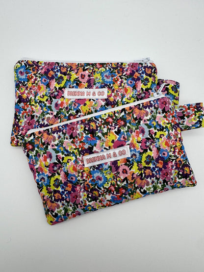Mini Confetti Flowers Quilted Zipper Pouch