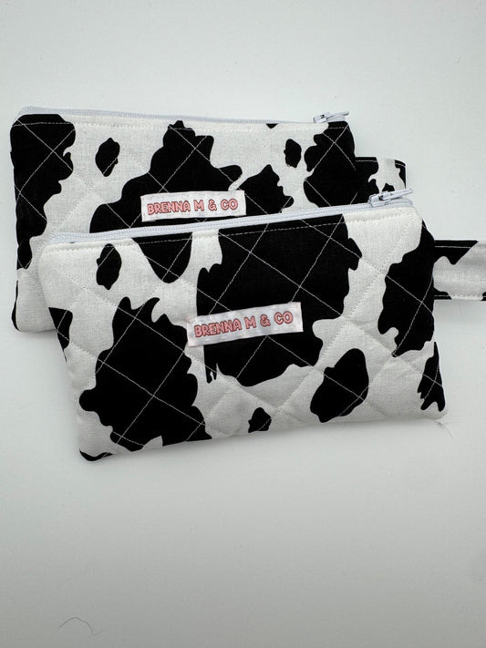 Cow Print Quilted Zipper Pouch