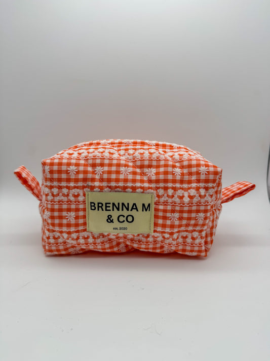 Lacey Orange Daisy Quilted Pouch