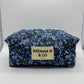 Blue Daisy Flower Quilted Makeup Bag