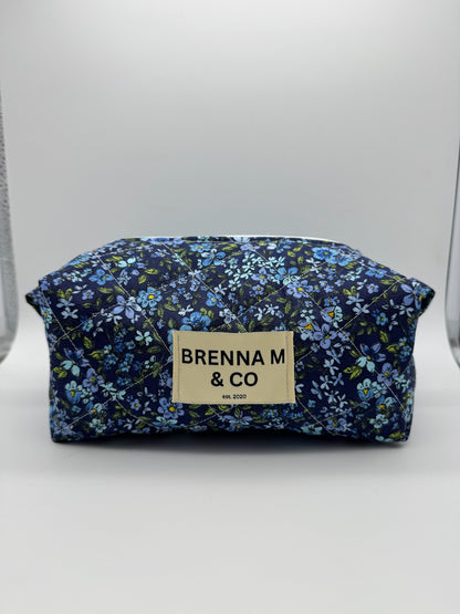 Blue Daisy Flower Quilted Pouch