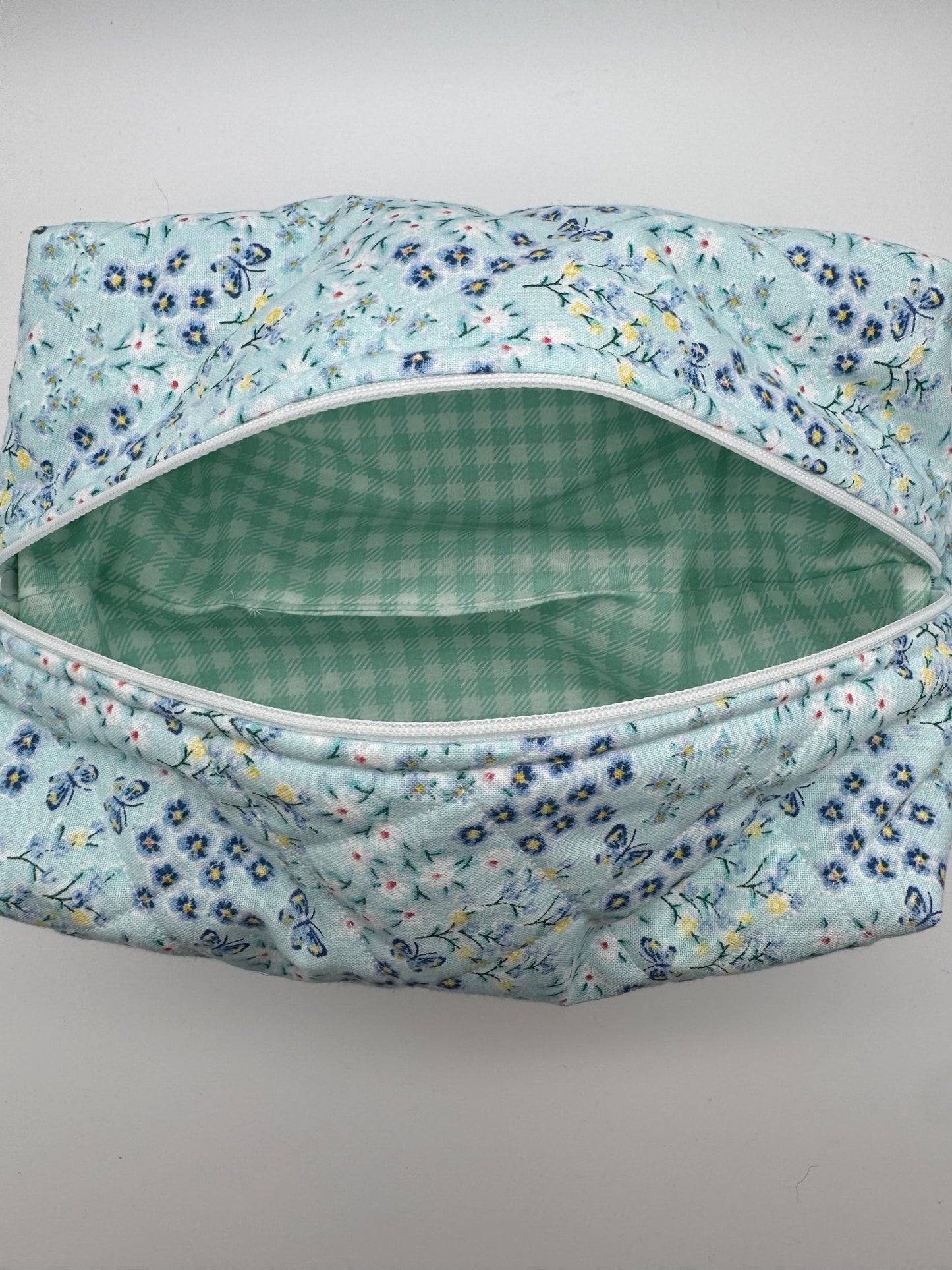 Blue Butterfly Quilted Pouch
