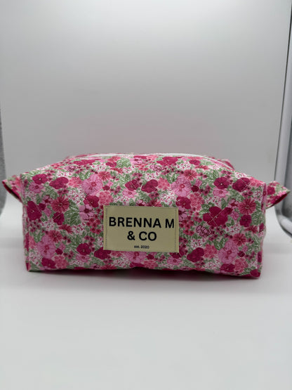 Pink Floral Quilted Pouch