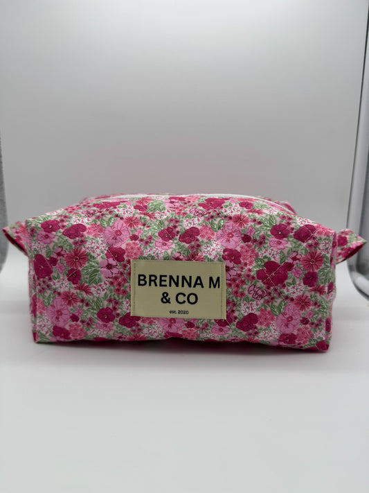 Pink Floral Quilted Pouch