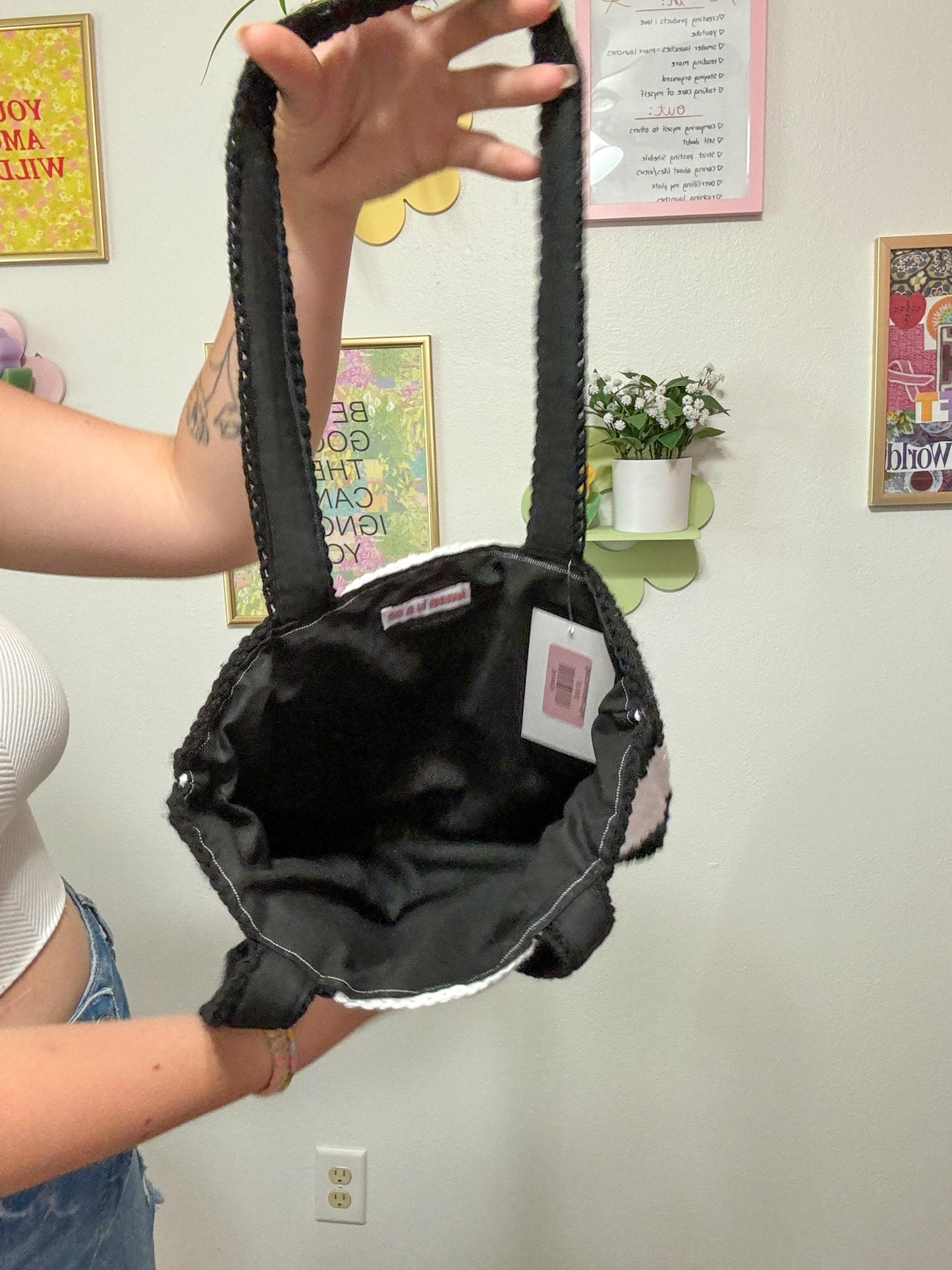 Crochet Big Checkered Bag