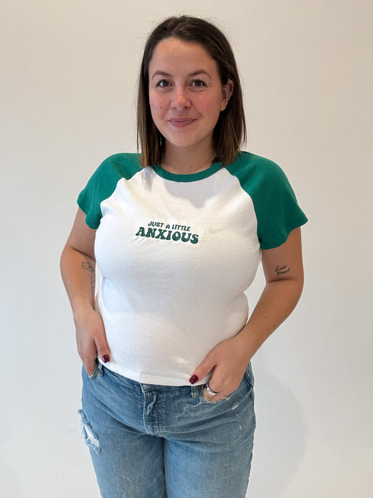 Just a Little Anxious Embroidered Baby Tee