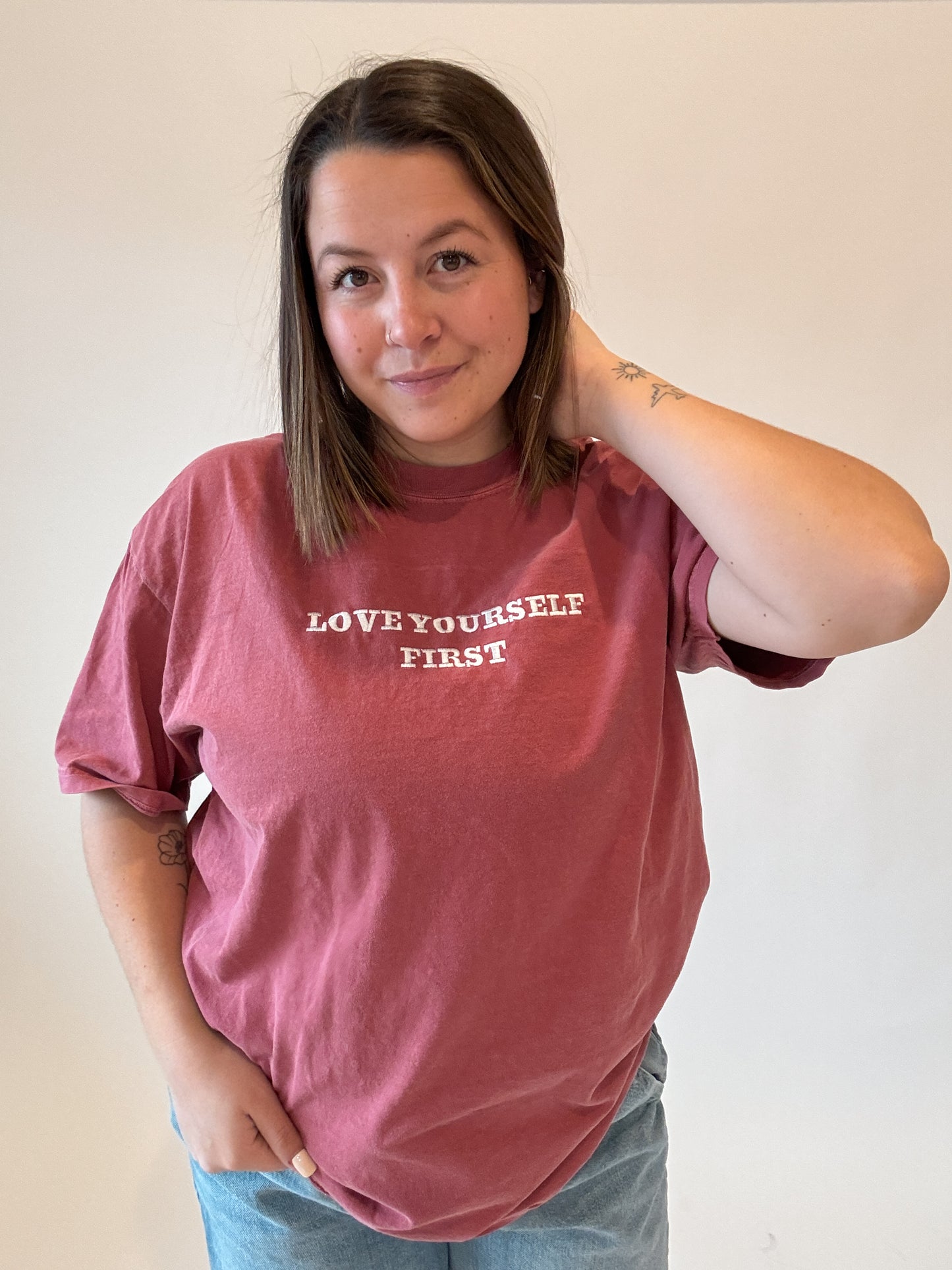 Love Yourself First Embroidered T-Shirt
