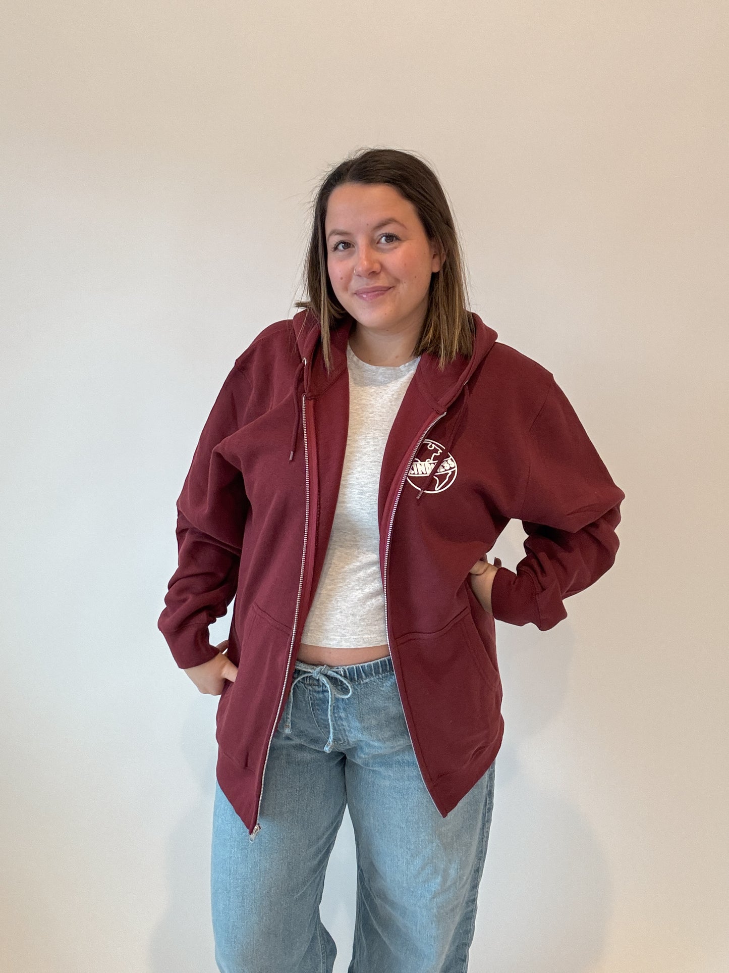 Make The World A Better Place Puff Ink Zip Up Hoodie