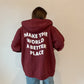 Make The World A Better Place Puff Ink Zip Up Hoodie