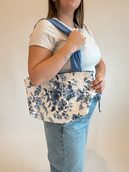 Blue Rose Upcycled Tote Bags