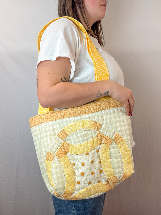 Sunshine Daisy Upcycled Tote Bag