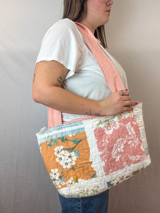 Sunset Meadow Upcycled Tote Bag