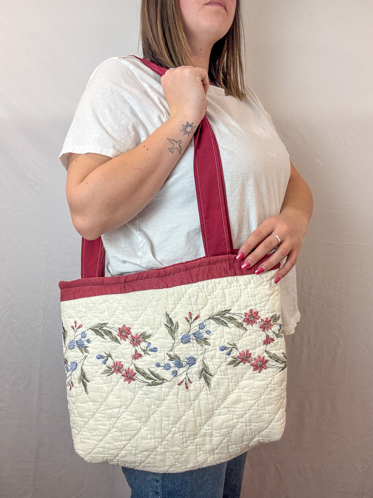 Roses Upcycled Tote Bag