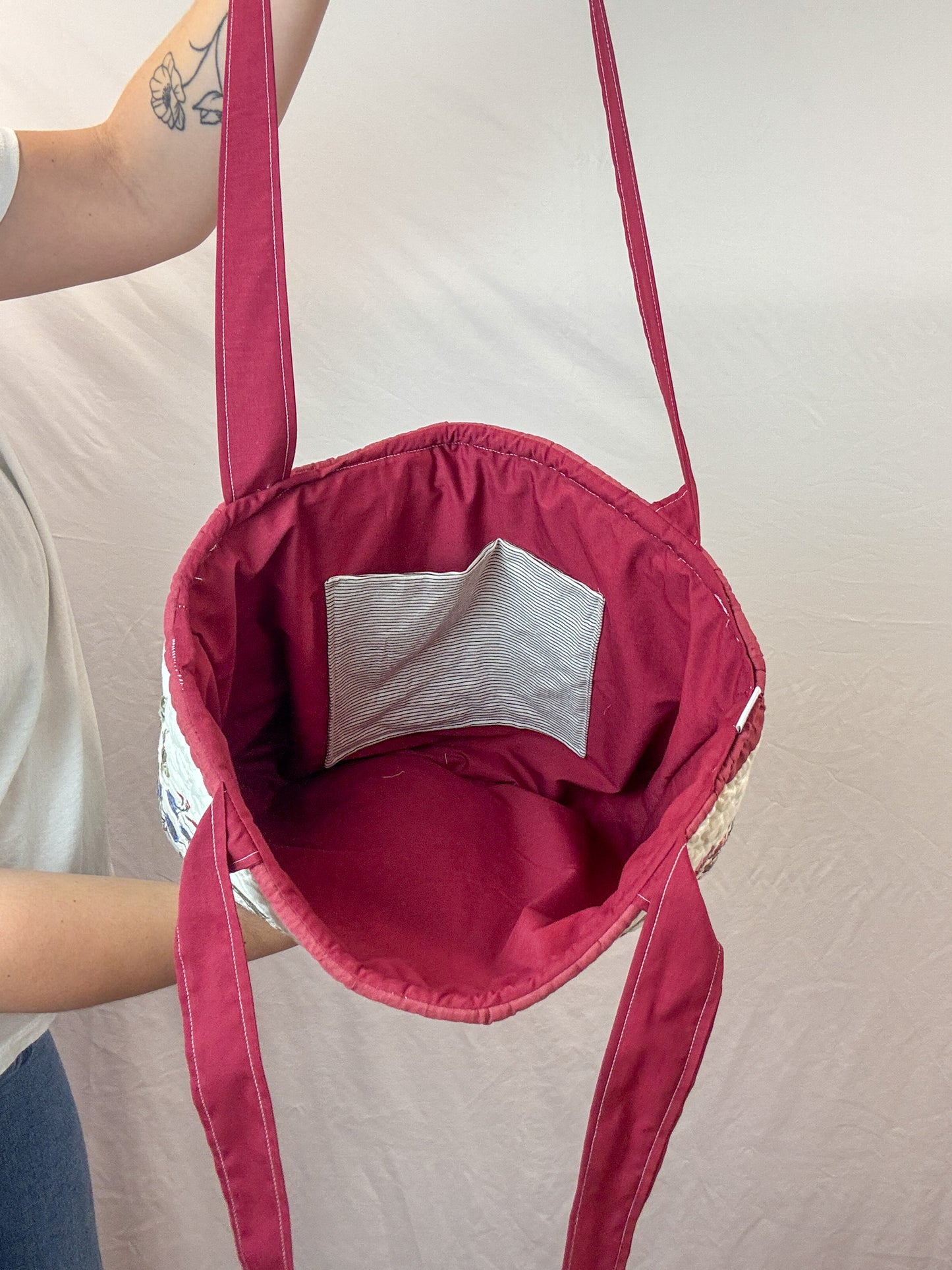 Roses Upcycled Tote Bag