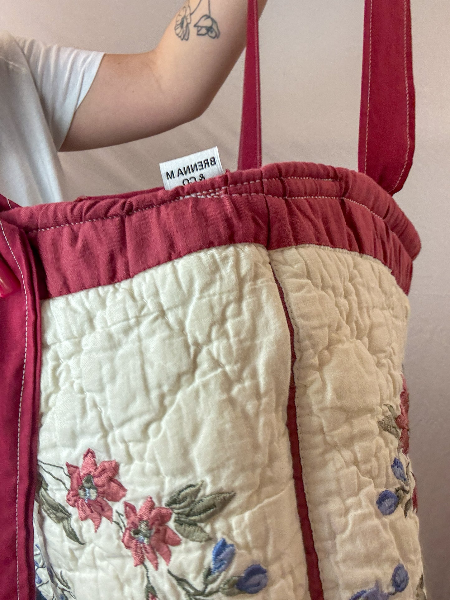 Roses Upcycled Tote Bag