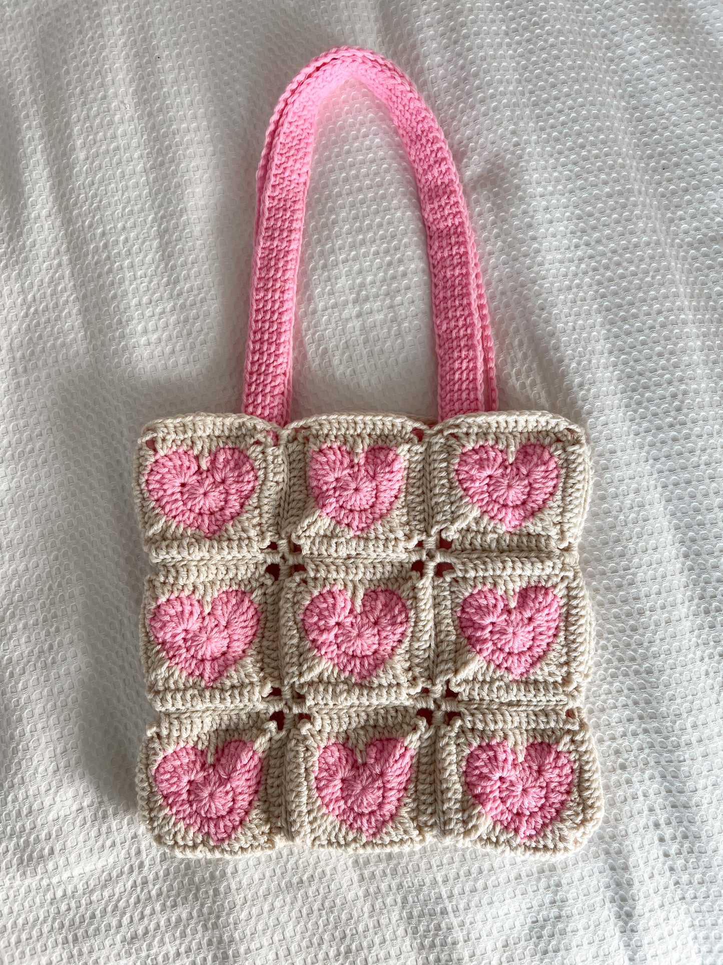 Pink Hearts Crochet Bag