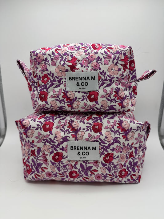 Cherry Blossom Quilted Makeup Bag