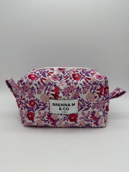 Cherry Blossom Quilted Makeup Bag