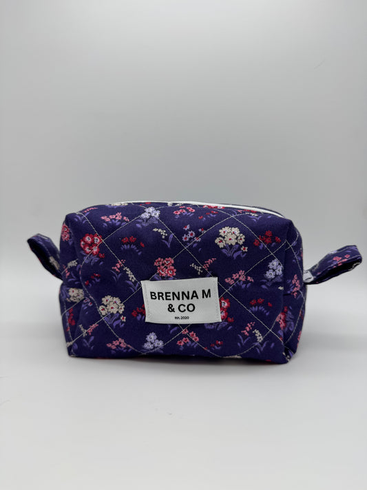 Midnight Garden Quilted Makeup Bag