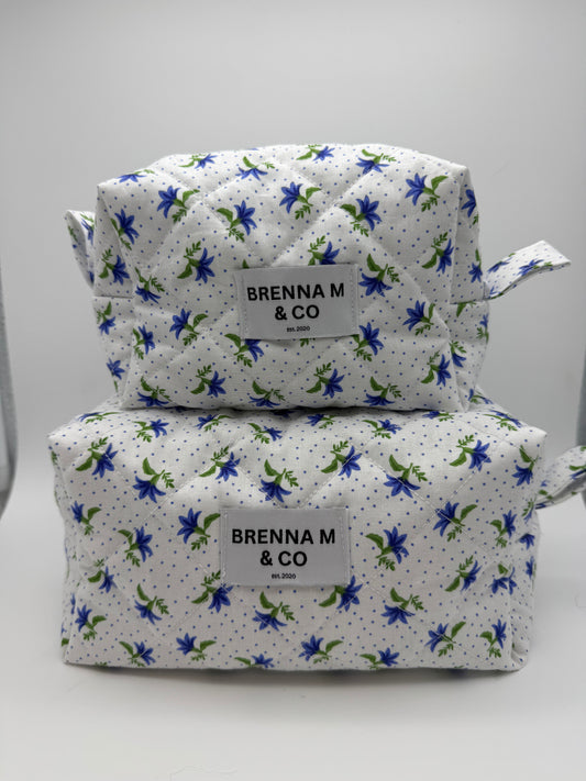 Bluebell Bliss Quilted Makeup Bag