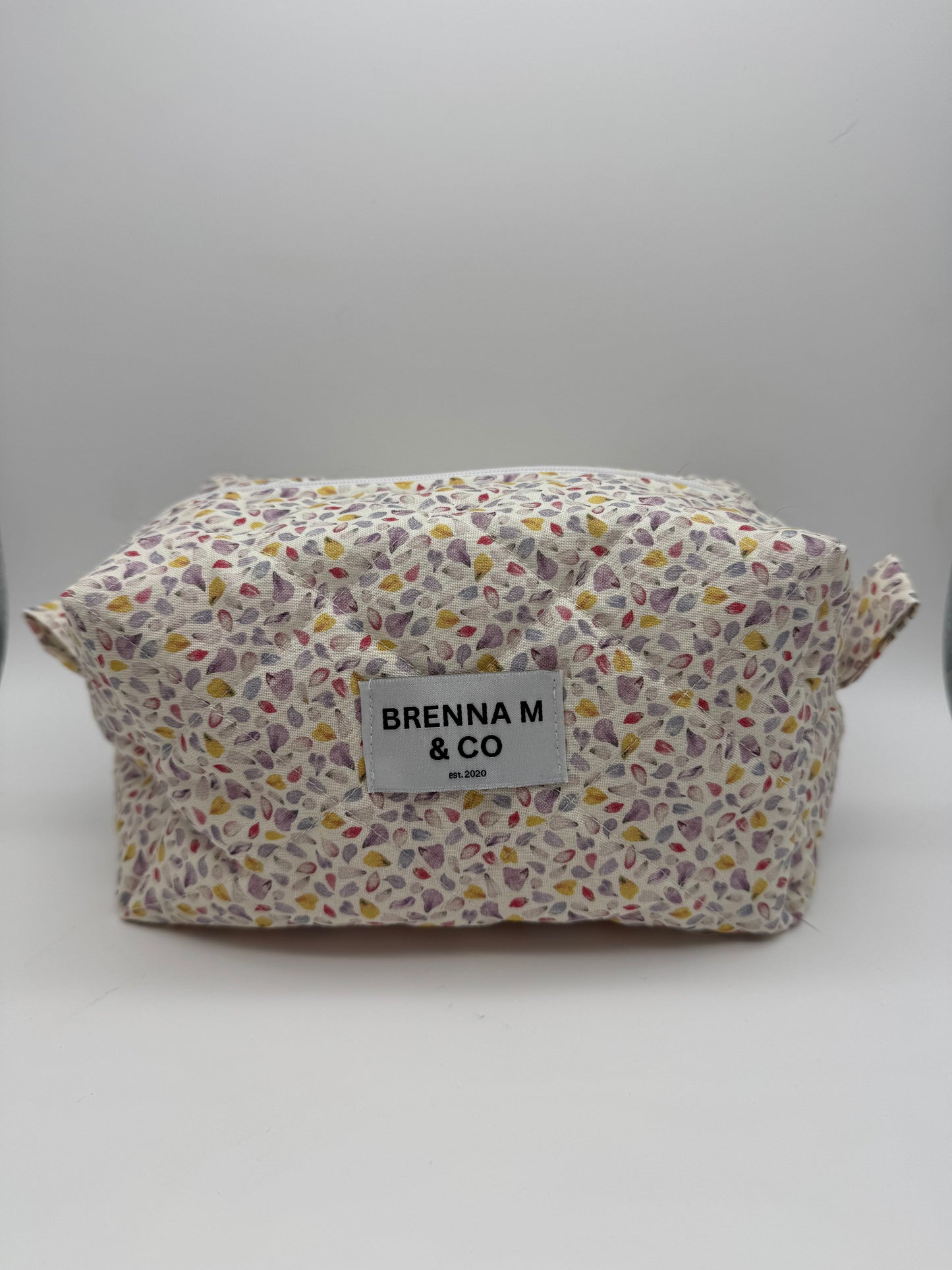 Flower Petals Quilted Makeup Bag