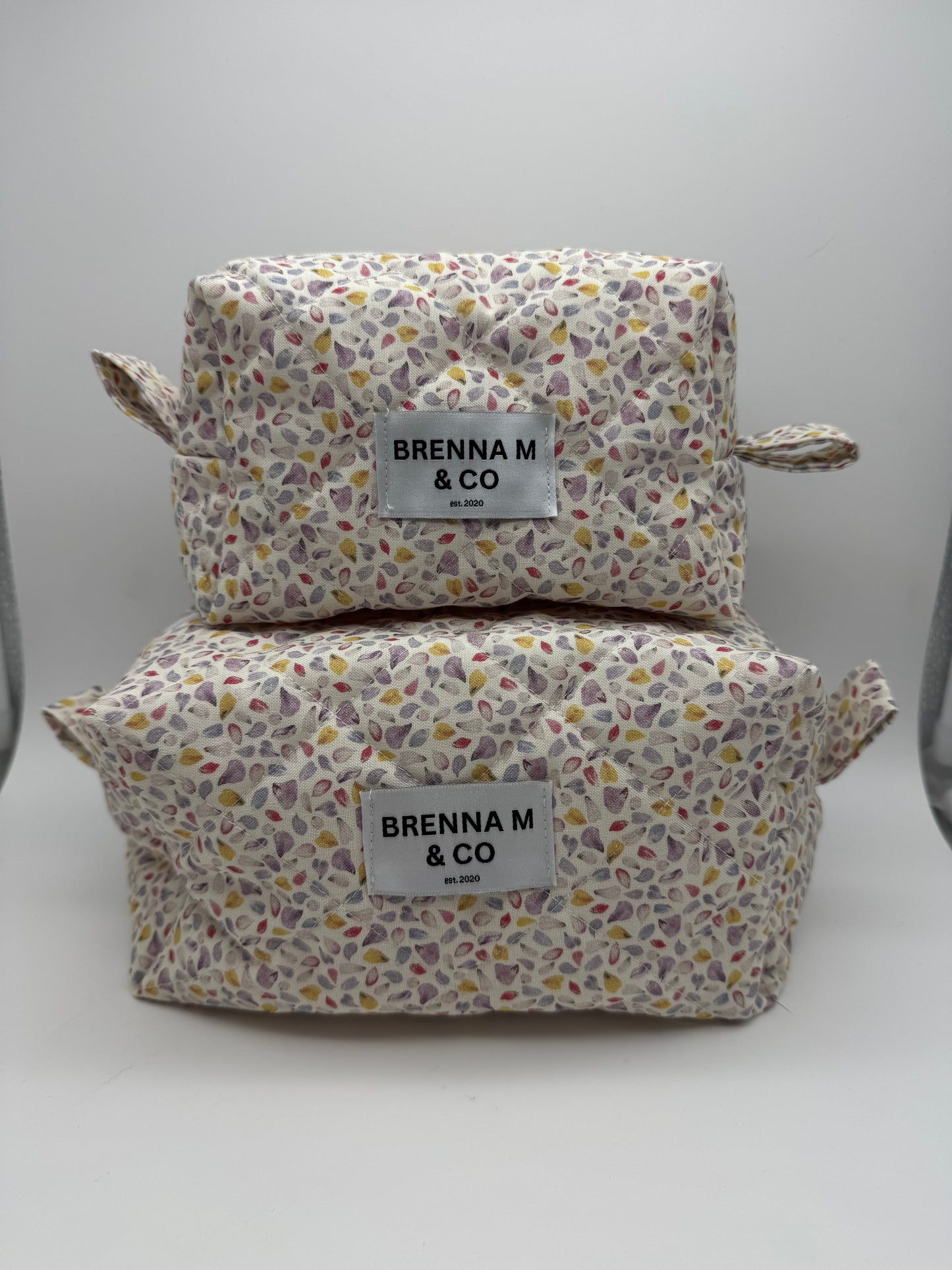 Flower Petals Quilted Makeup Bag