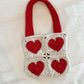 Mini Red Hearts Crochet Bag
