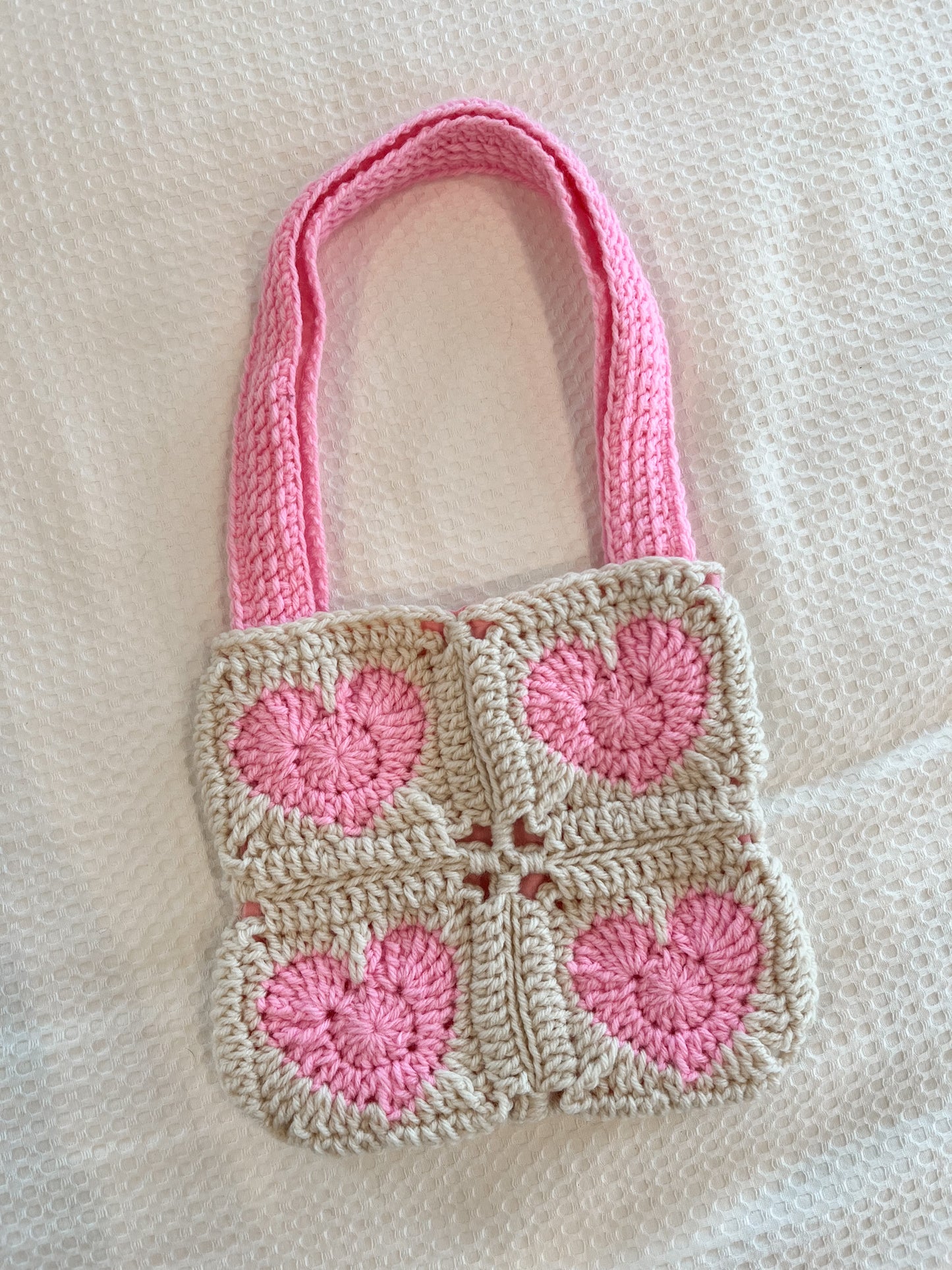 Mini Pink Hearts Crochet Bag