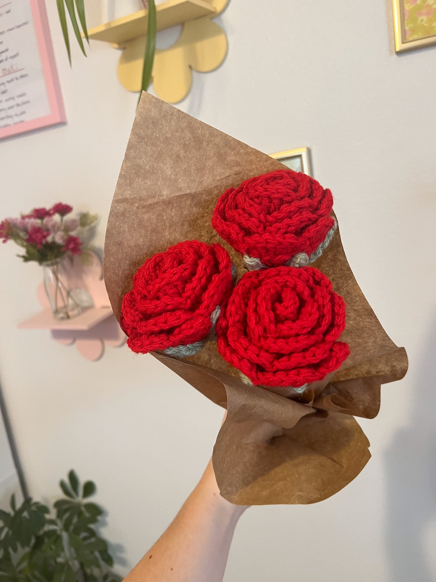 Crochet Red Rose Flower