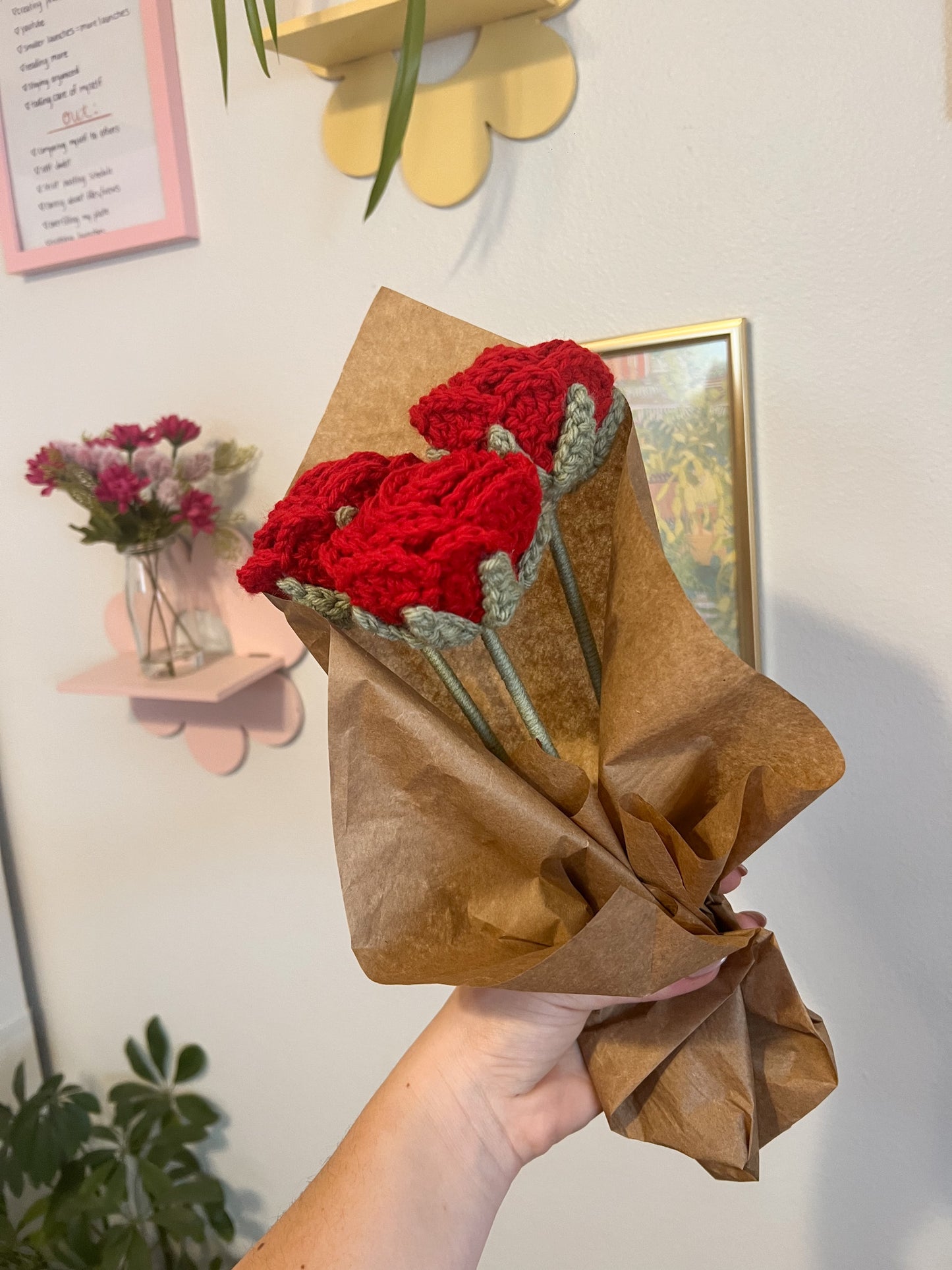 Crochet Red Rose Flower