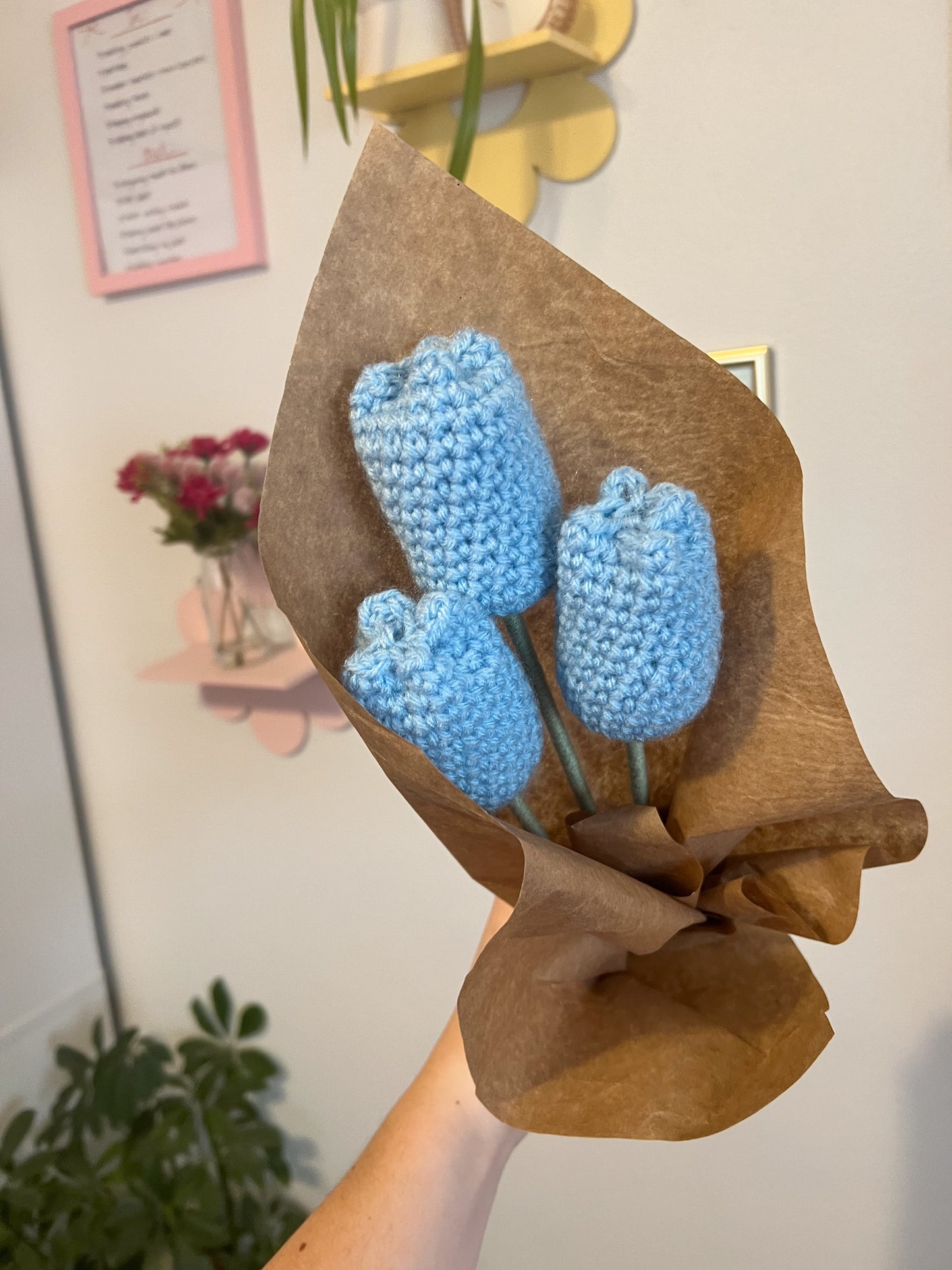 Crochet Blue Tulip Flower