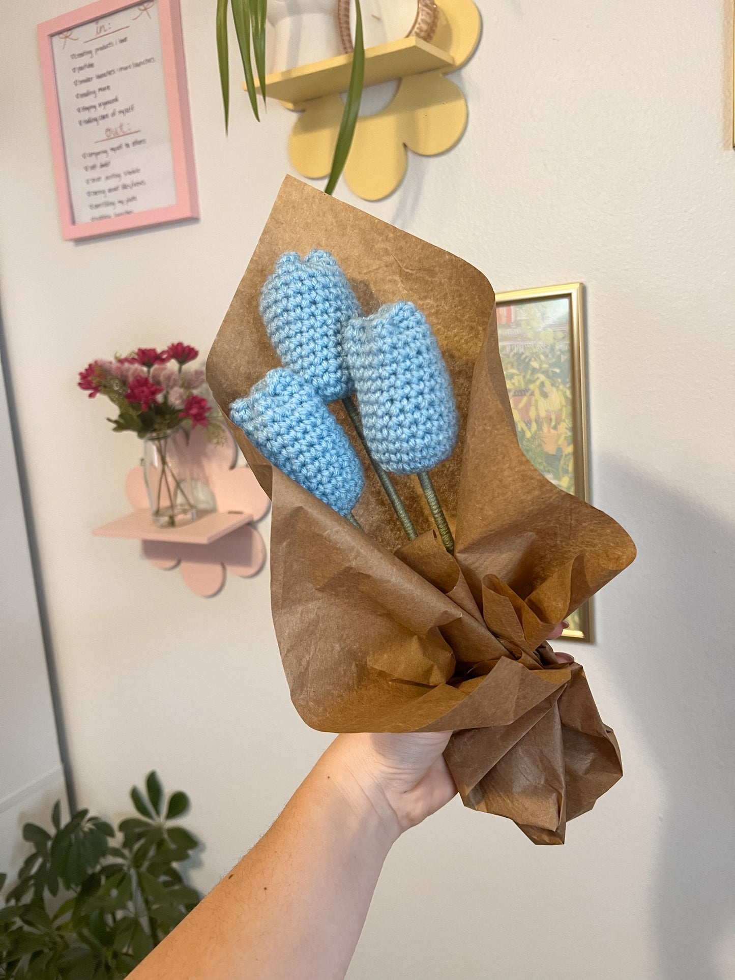 Crochet Blue Tulip Flower