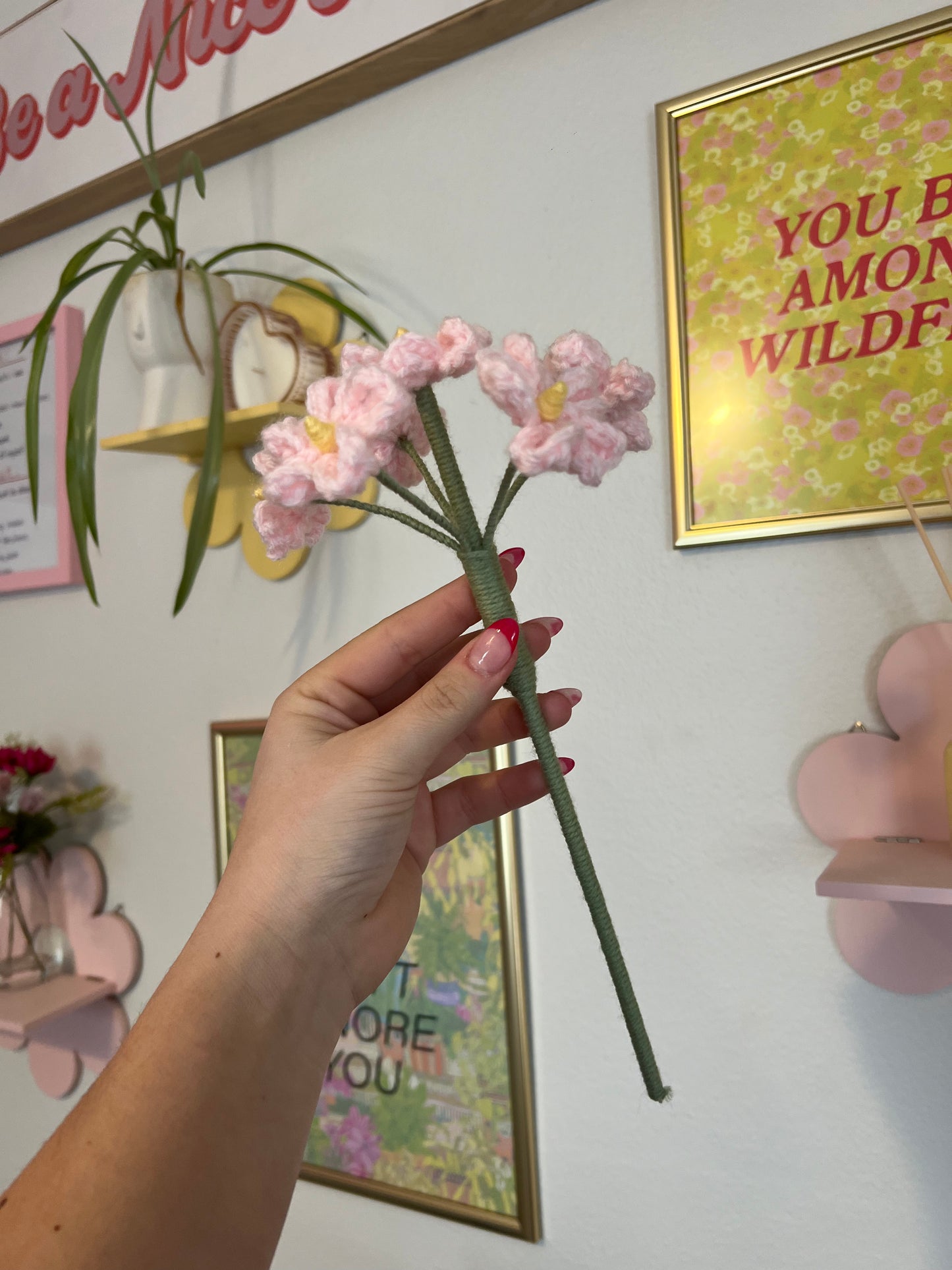 Crochet Pink Forget Me Not Flower