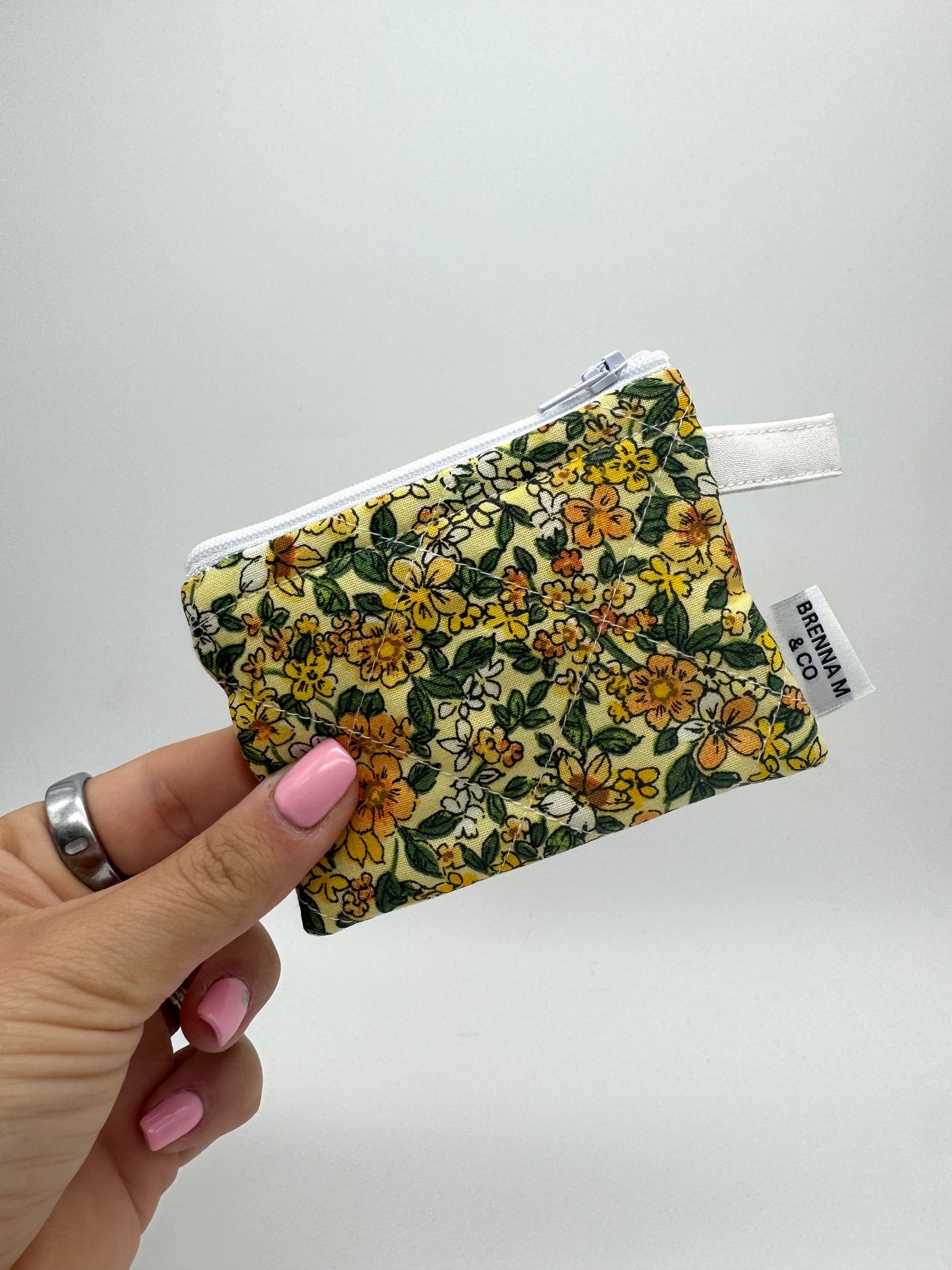 Golden Floral Mini Keychain Pouch