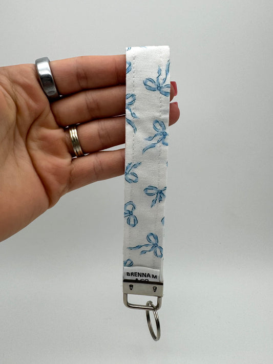 Mini Blue Bows Keychain Wristlet