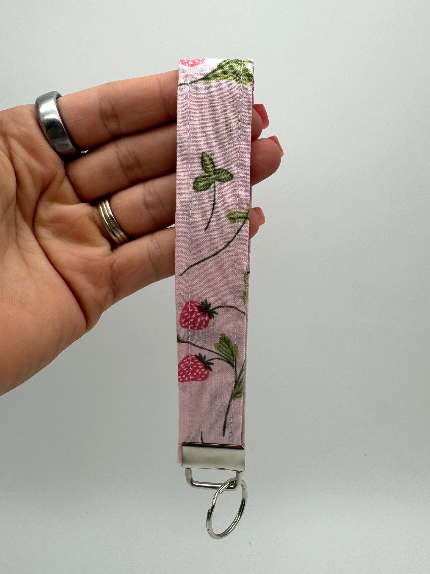 Ditsy Strawberry Keychain Wristlet