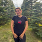Cherry Bow Embroidered Black Tee