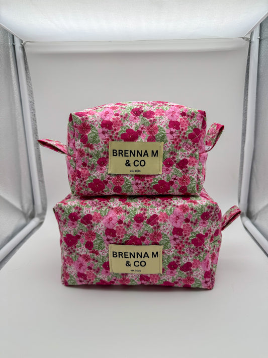Pink Floral Quilted Pouch