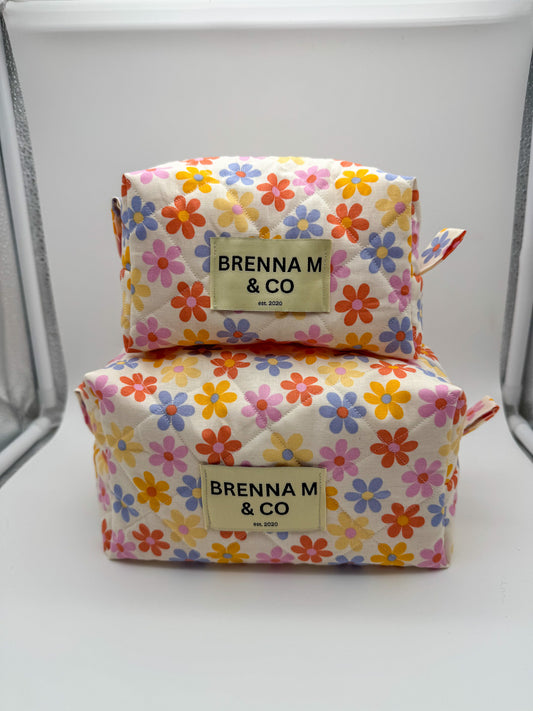 Vibrant Floral Quilted Pouch