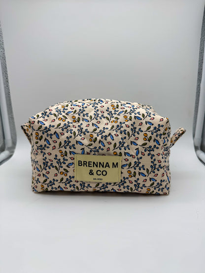 Berries & Cream Quilted Makeup Bag